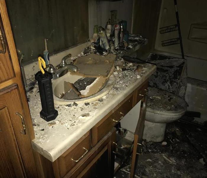 Bathroom with fire damage