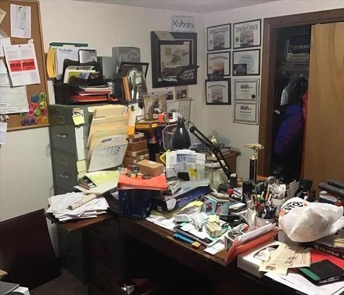 Cluttered office.