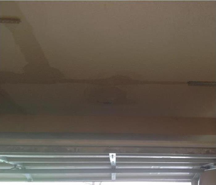 Water damaged garage ceiling.